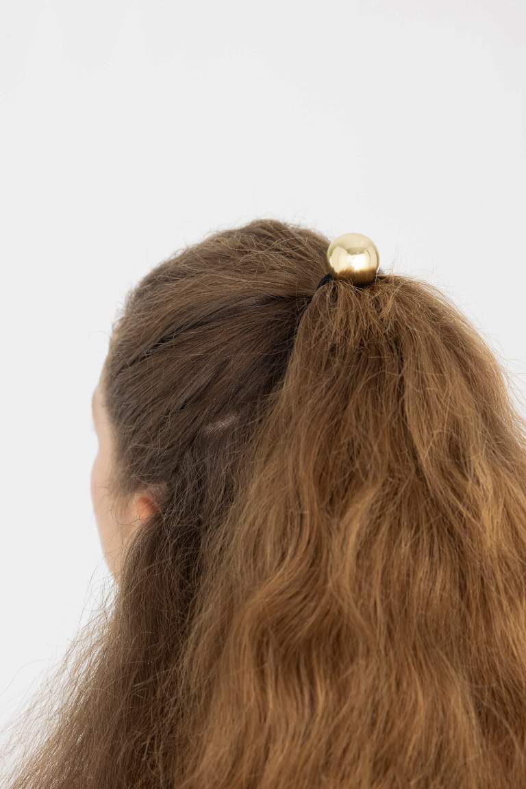 Woman 2 Piece Gold Elastic Hair Clips