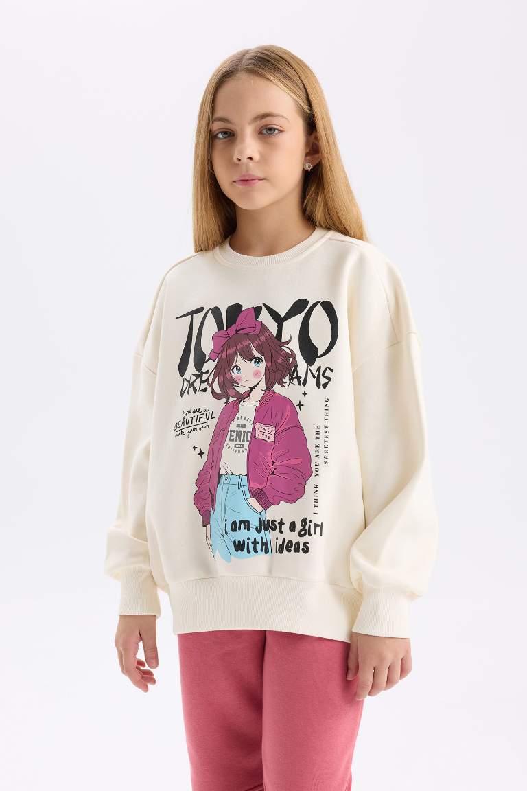 Girl Printed Sweatshirt Sweatpants 2 Piece Set