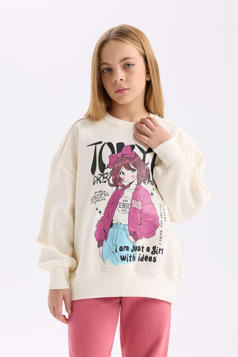 Girl Printed Sweatshirt Sweatpants 2 Piece Set