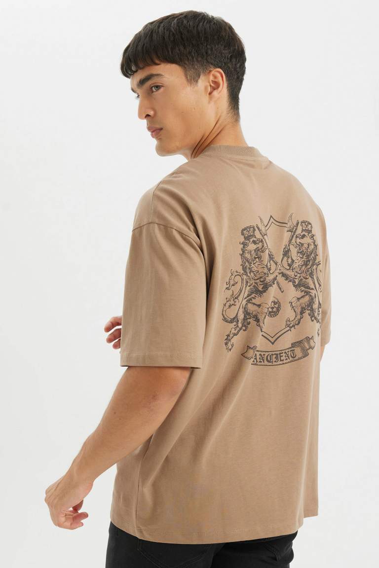 Oversize Fit Crew Neck Back Printed T-Shirt