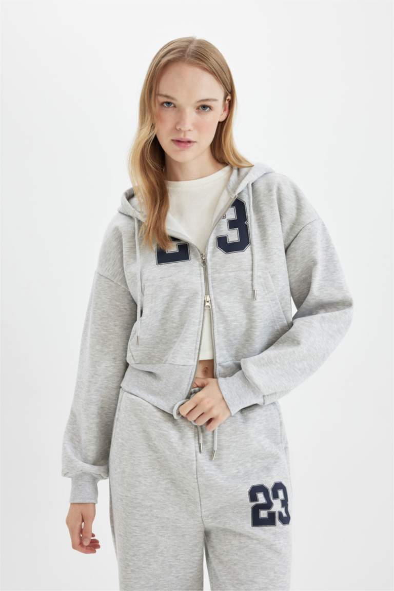 Coool Oversize Geniş Kalıp Kapüşonlu Sırt Baskılı Cepli Kalın Fermuarlı Sweatshirt