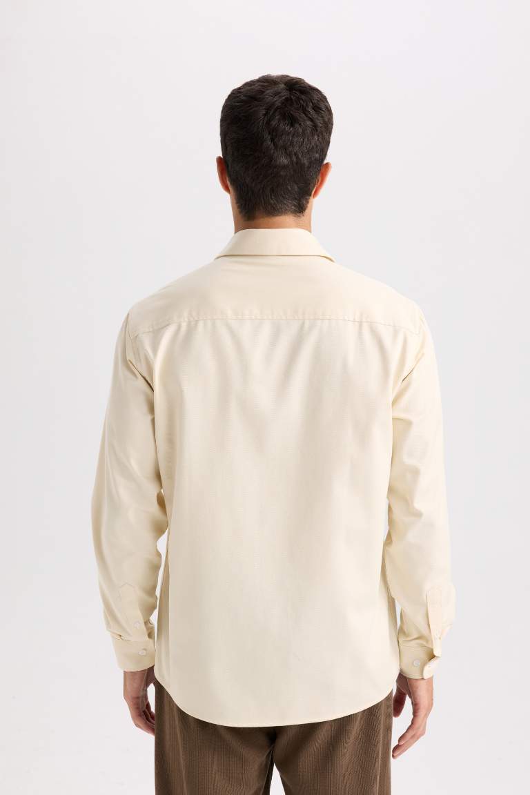 Regular Fit Polo Yaka Gabardin Uzun Kollu Gömlek
