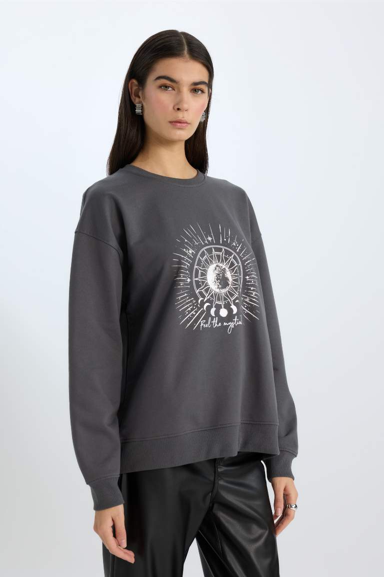 Relax Fit Crew Neck Thin Fabric Sweatshirt