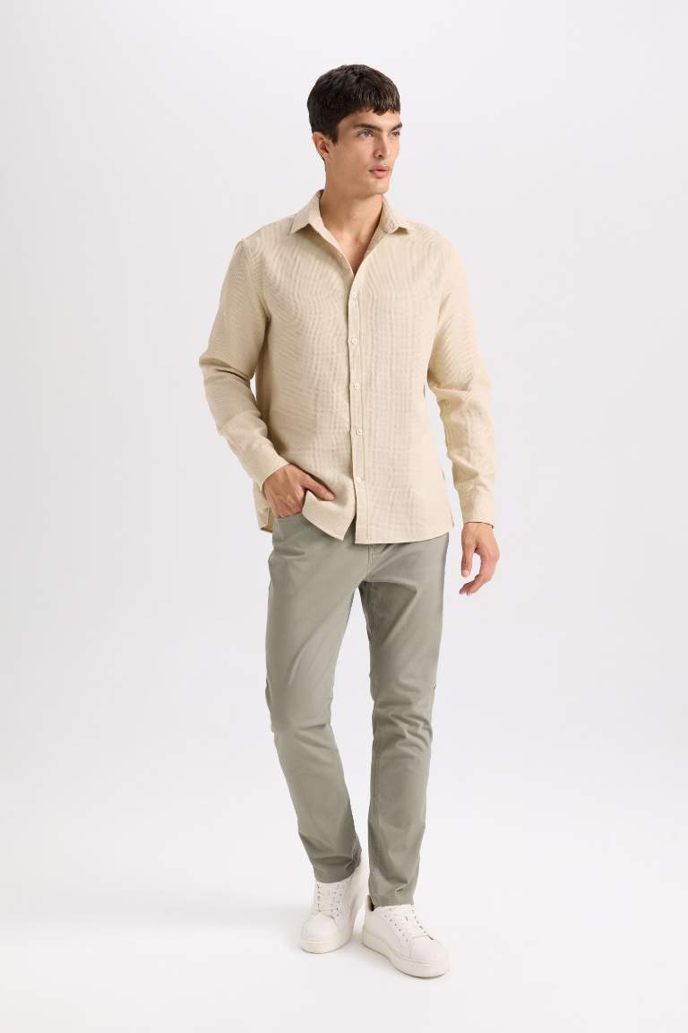 Regular Fit Polo Yaka Pamuklu Uzun Kollu Gömlek