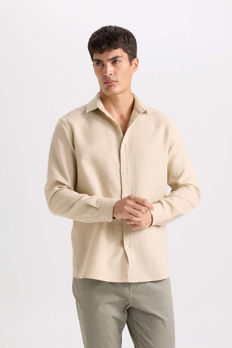 Regular Fit Polo Yaka Pamuklu Uzun Kollu Gömlek