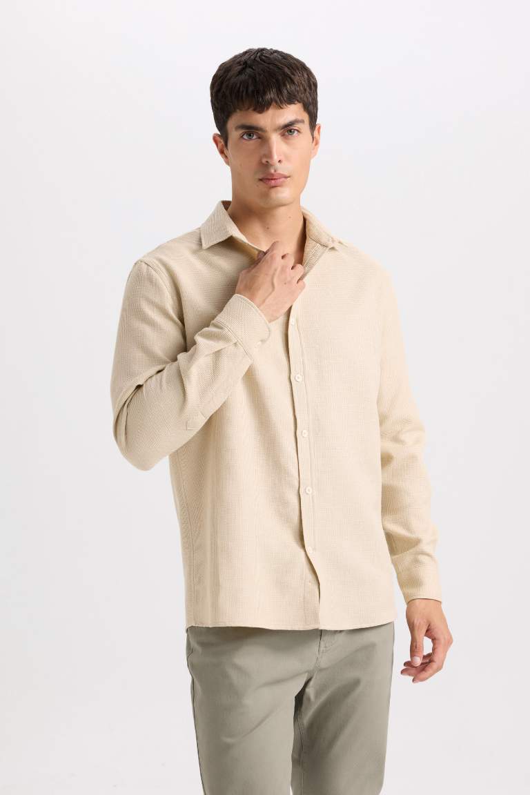 Regular Fit Polo Yaka Pamuklu Uzun Kollu Gömlek