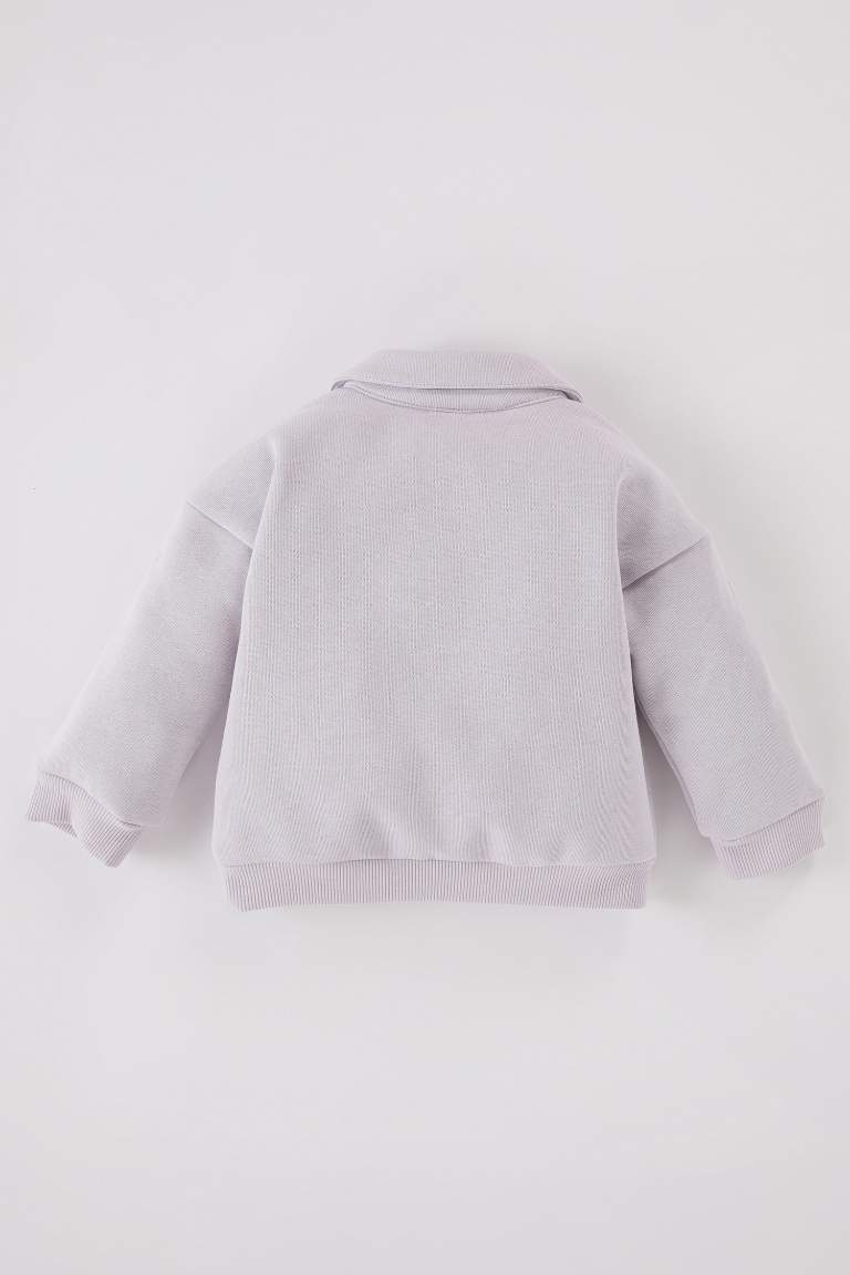 Sweatshirt à col Polo boutonné pour bébé fille