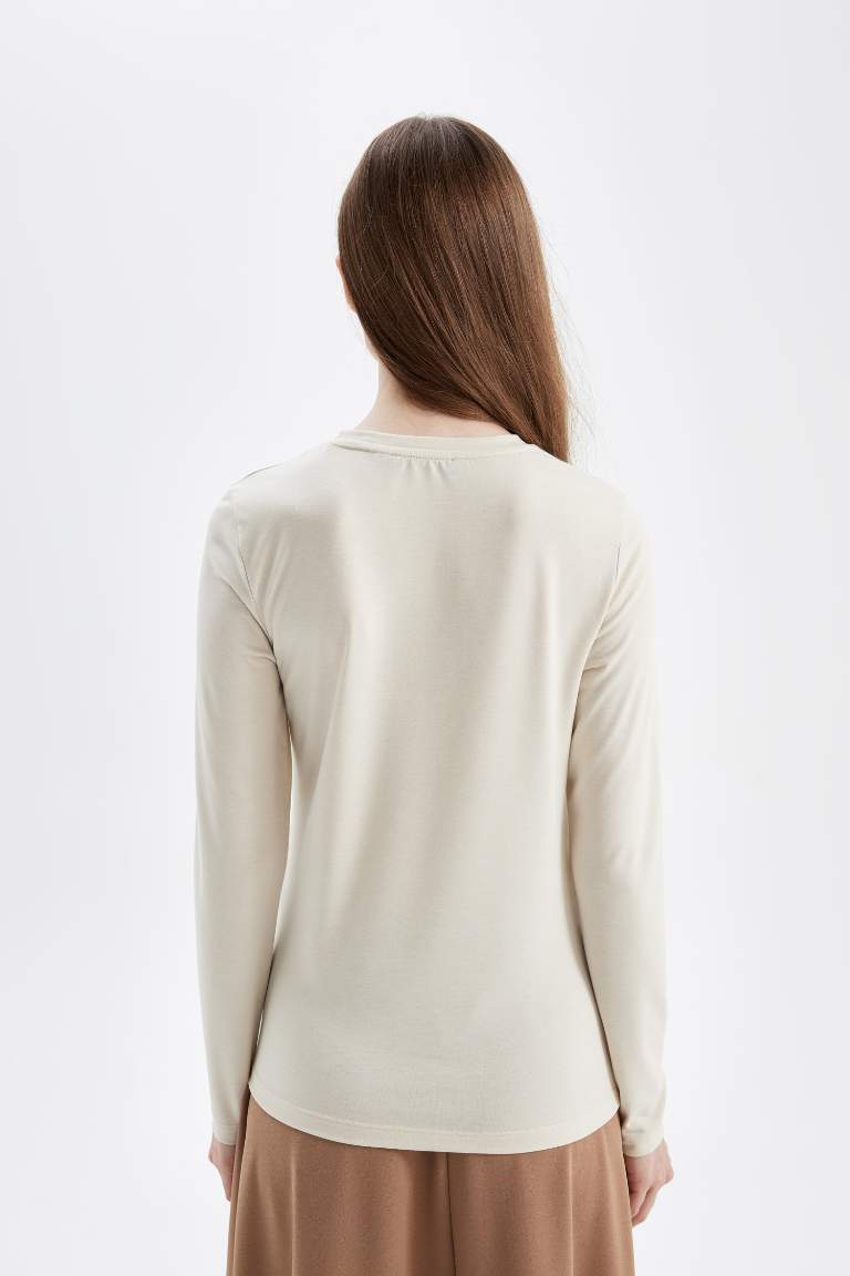 Crew Neck Long Sleeve Basic T-Shirt Tunic