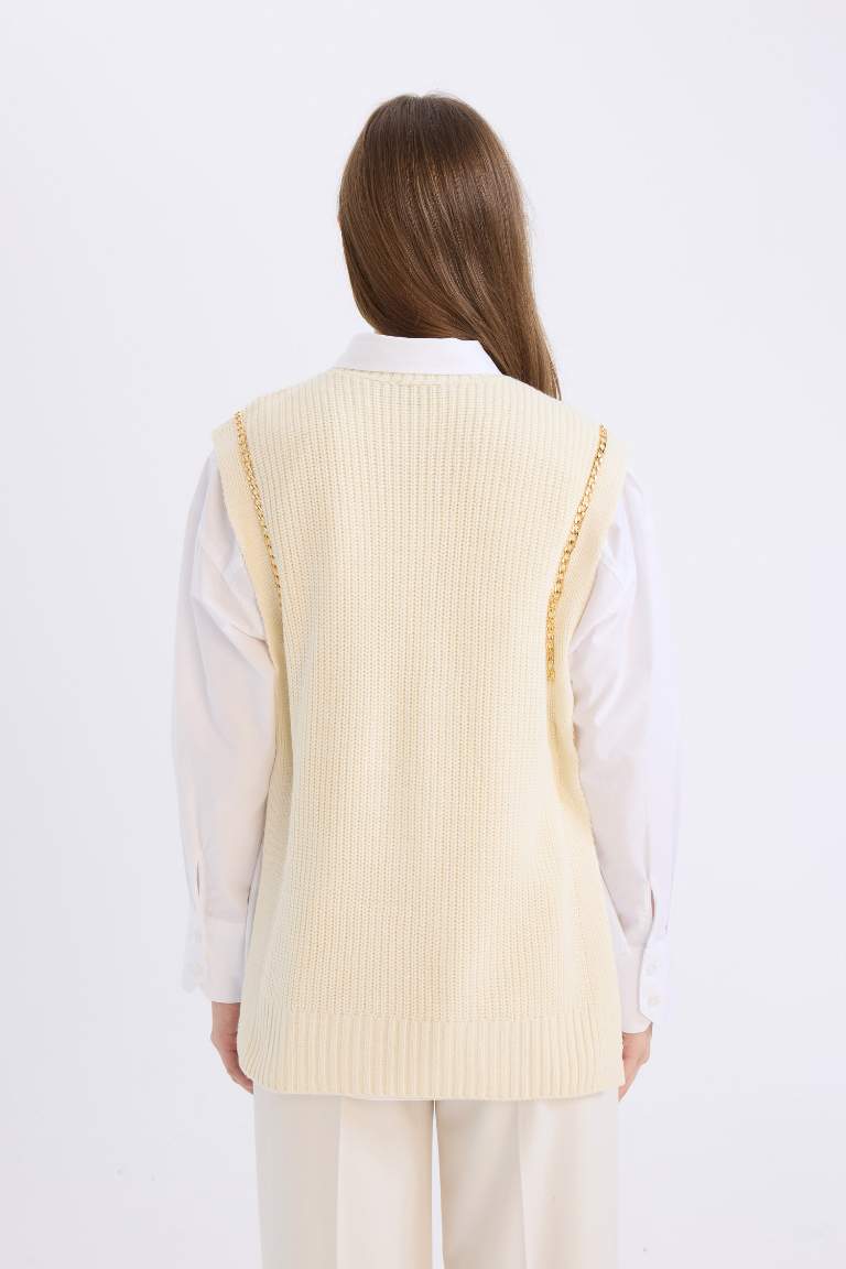 Half Turtleneck Basic Side Slit Sweater Vest