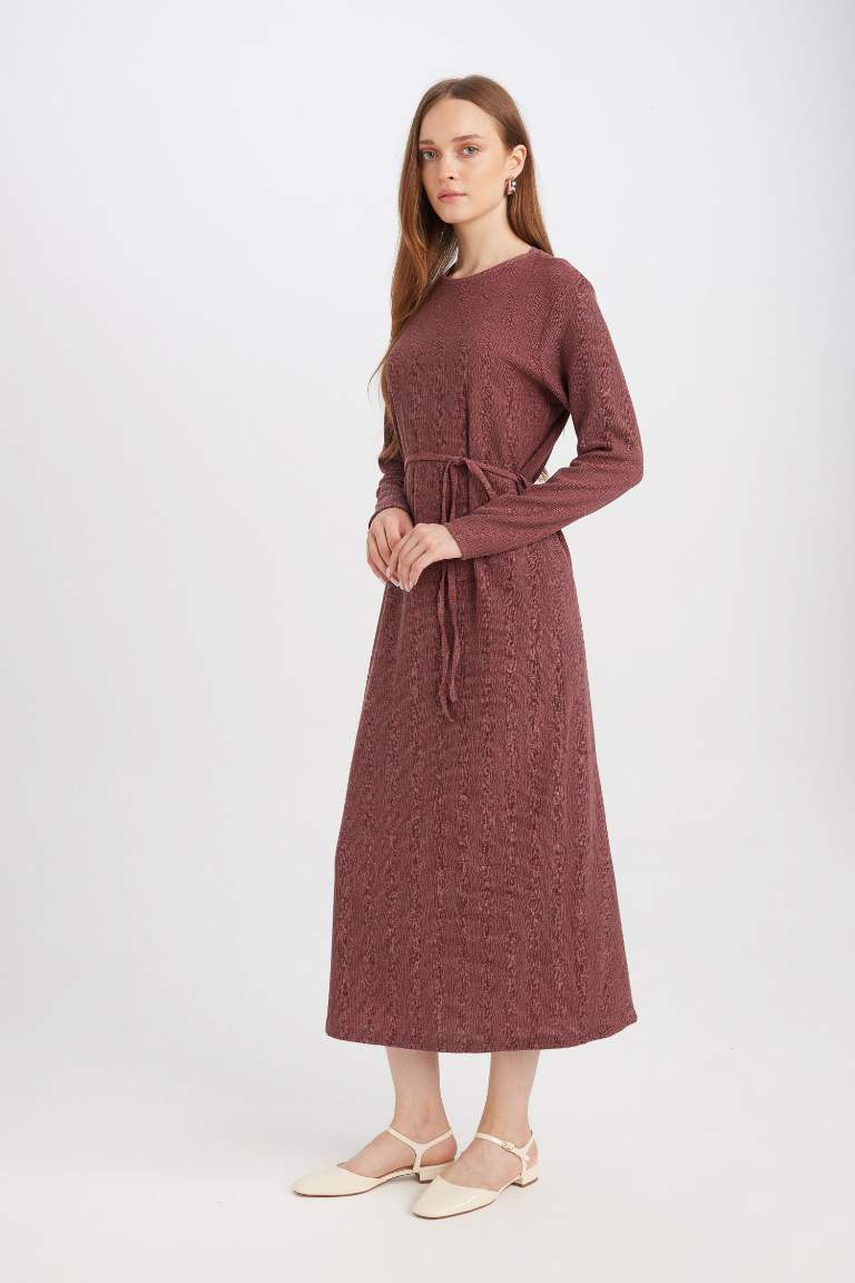 Regular Fit Crepe Long Sleeve Midi Dress