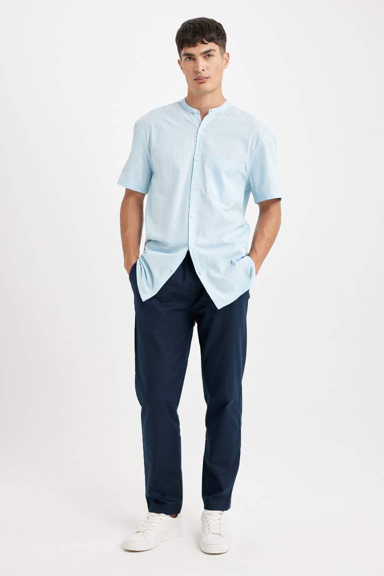 Chemise à manches courtes en coton bleu pour Homme