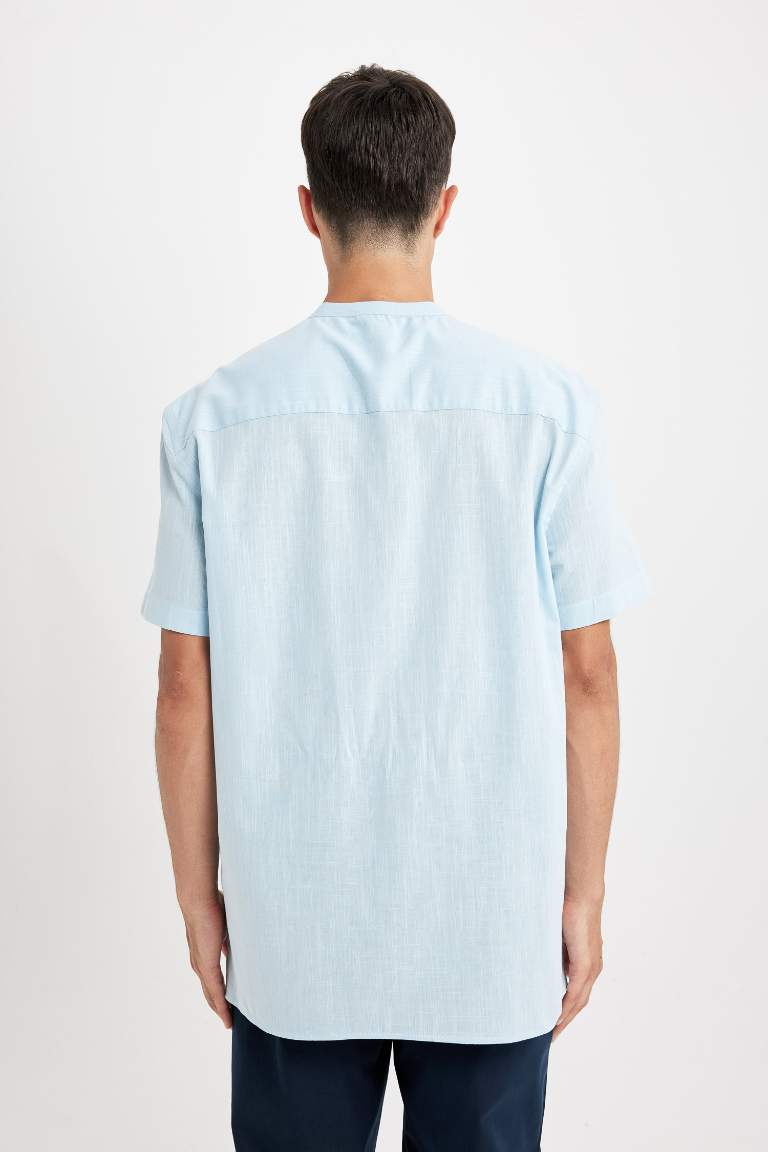 Chemise à manches courtes en coton bleu pour Homme