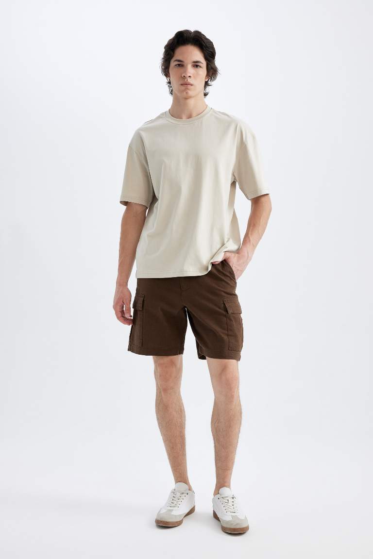 Boxy Fit Crew Neck Short Sleeve Basic T-Shirt