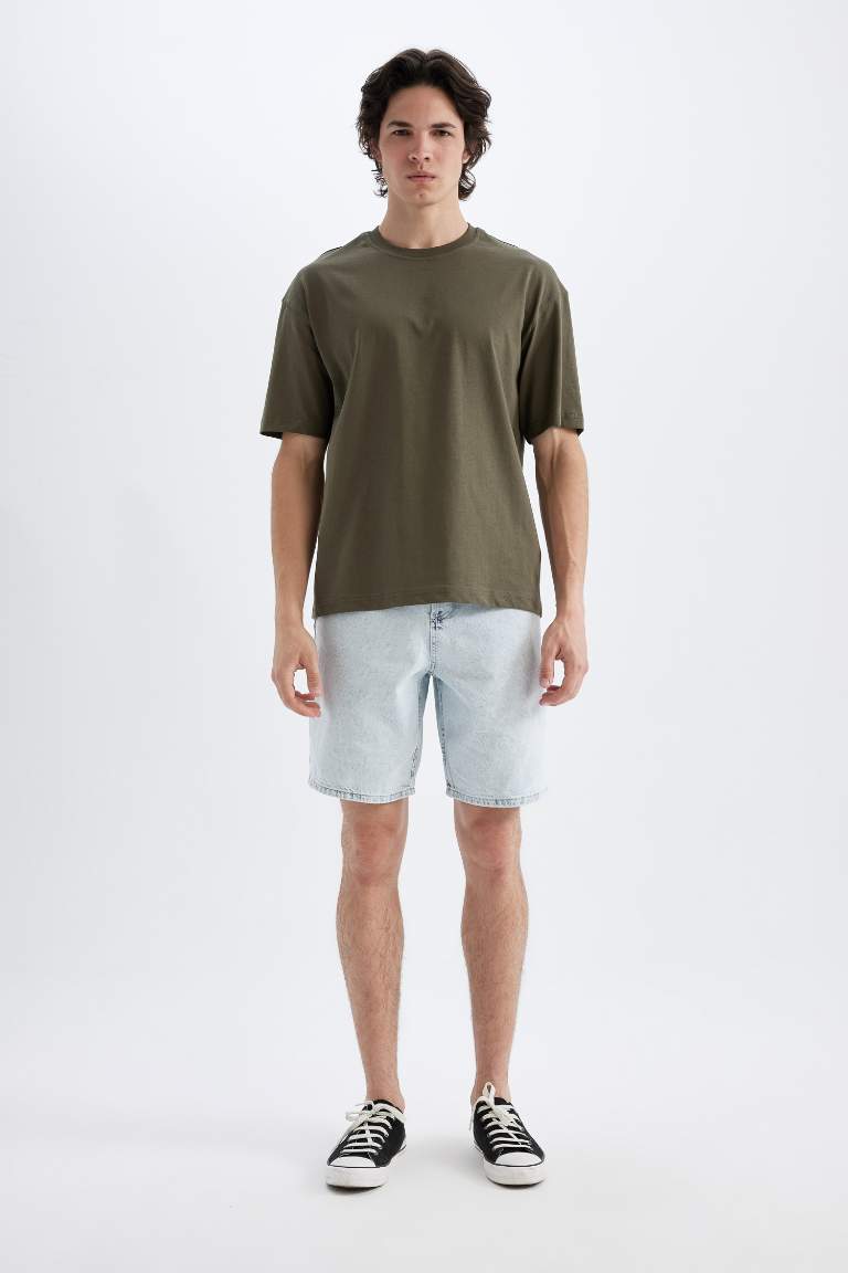 Boxy Fit Crew Neck Short Sleeve Basic T-Shirt