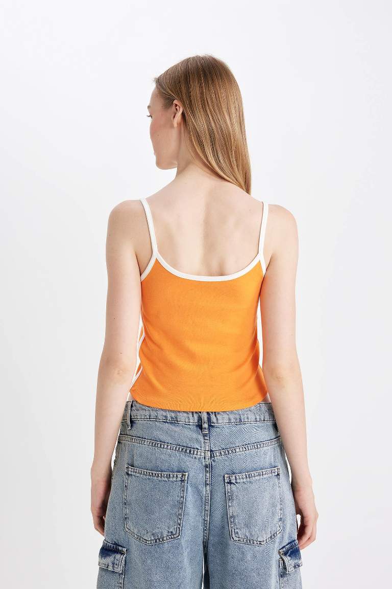 Fitted Printed Ribbon Tank Top