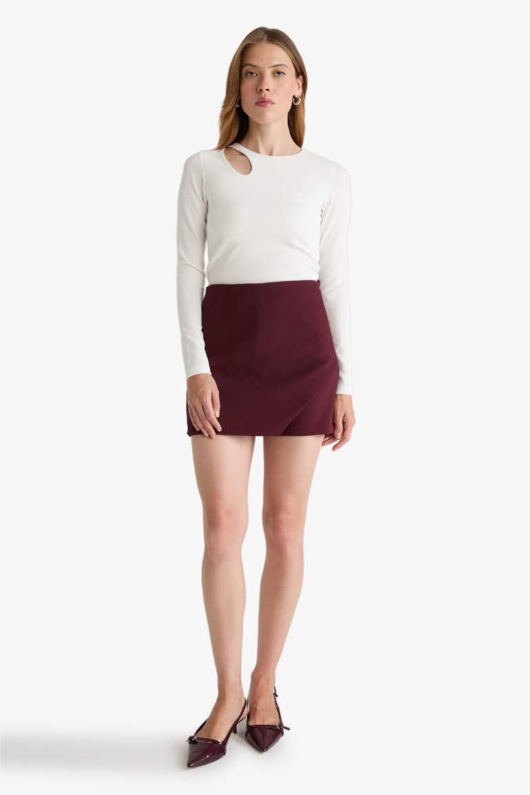 Slim Fit Crew Neck Ribbed Camisole Long Sleeve T-Shirt
