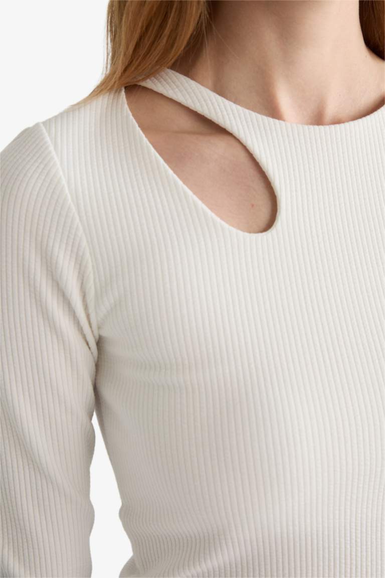 Slim Fit Crew Neck Ribbed Camisole Long Sleeve T-Shirt