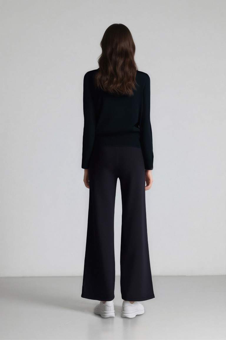 Straight Fit Basic Thick Sweatshirt Fabric Trousers
