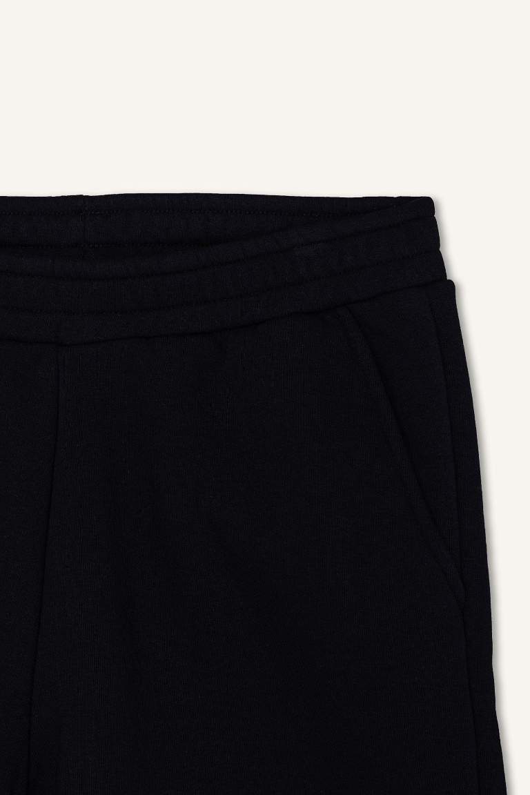 Straight Fit Basic Thick Sweatshirt Fabric Trousers