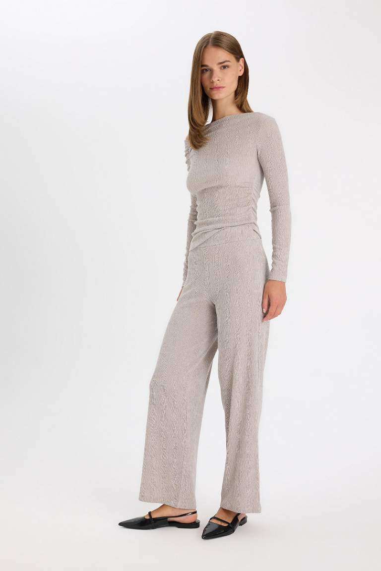 Wide Leg Crepe Trousers