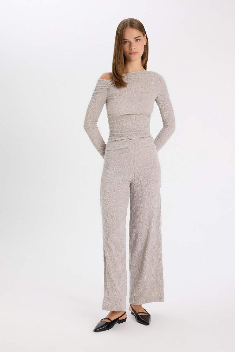 Wide Leg Crepe Trousers