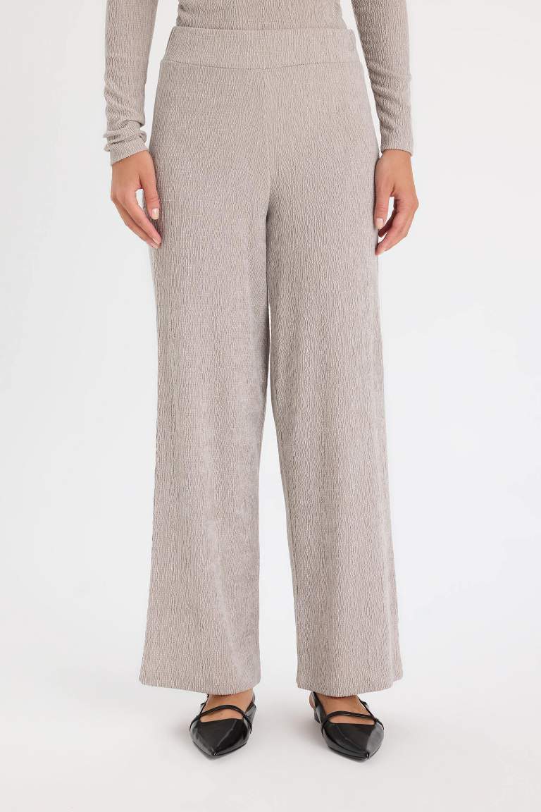 Wide Leg Crepe Trousers