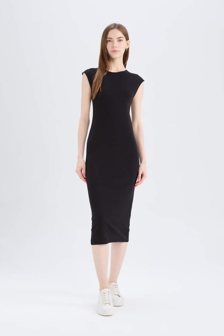 Bodycon Crew Neck Ribana Midi Dress