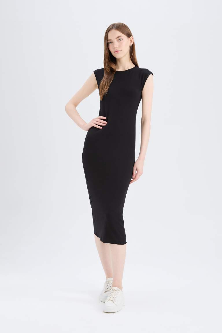 Bodycon Crew Neck Ribana Midi Dress