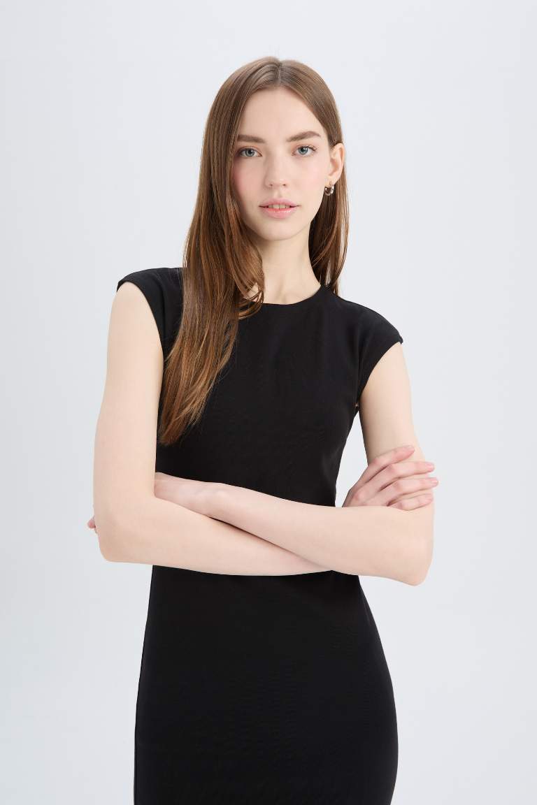 Bodycon Crew Neck Ribana Midi Dress