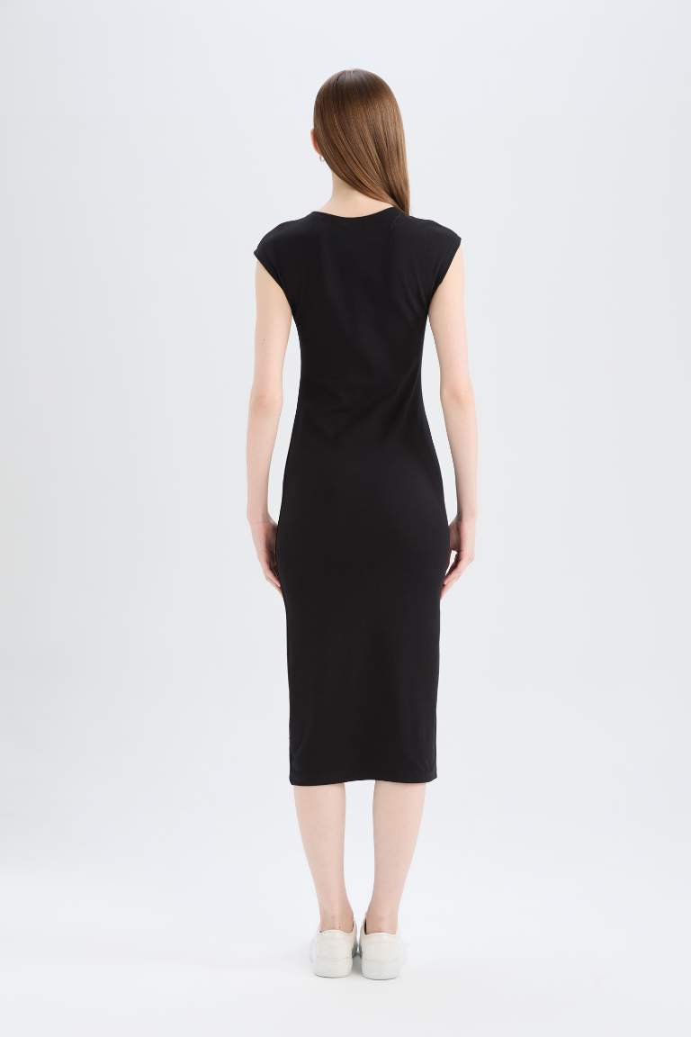 Bodycon Crew Neck Ribana Midi Dress