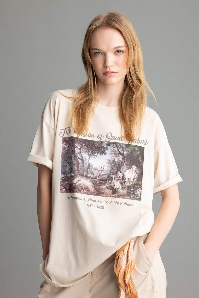 Peter Paul Rubens Oversize Fit Crew Neck Printed T-Shirt