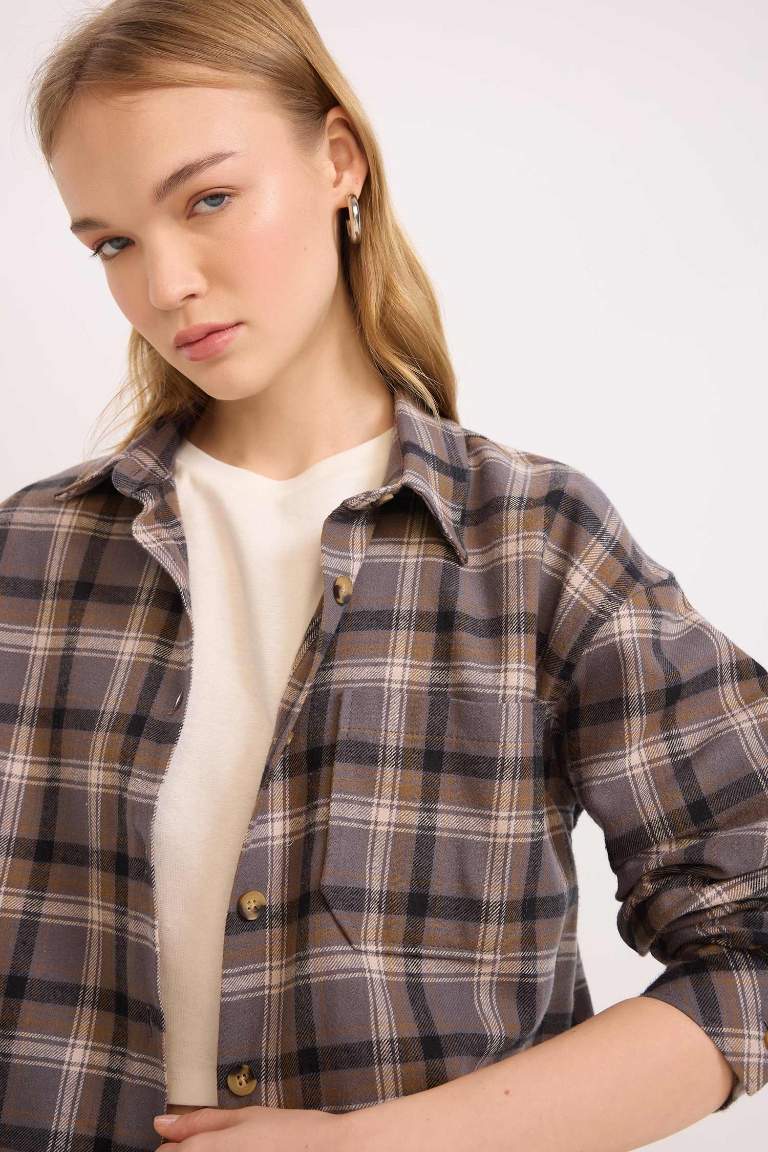 Oversize Fit Checkered Flannel Lumberjack Jacket Shirt