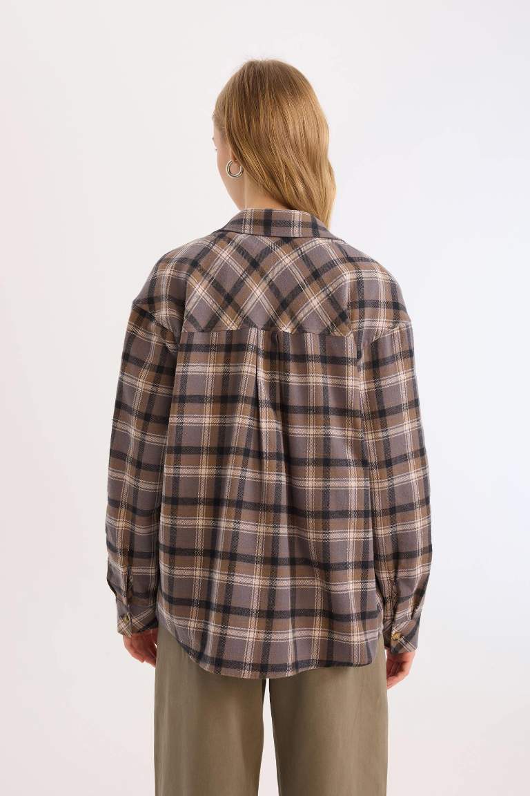 Oversize Fit Checkered Flannel Lumberjack Jacket Shirt