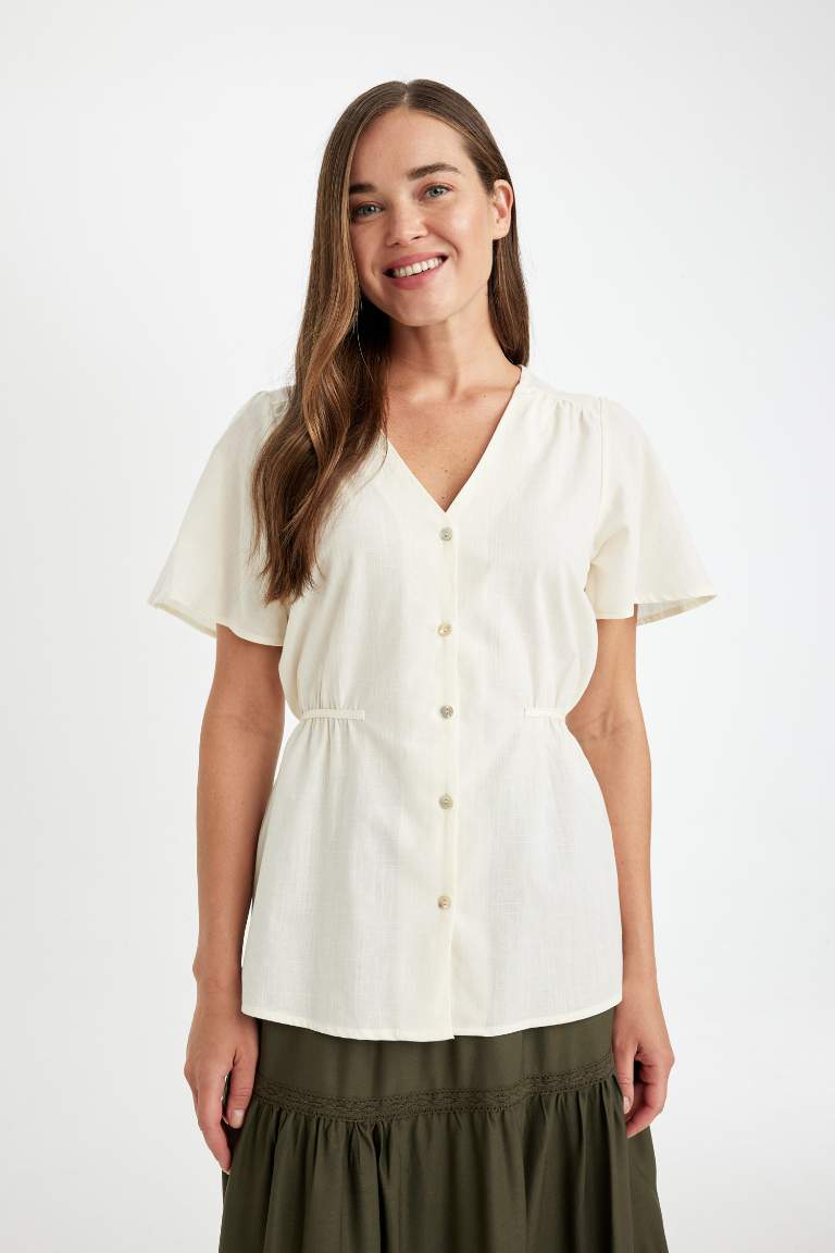 Regular Fit V Neck Short Sleeve Shirt