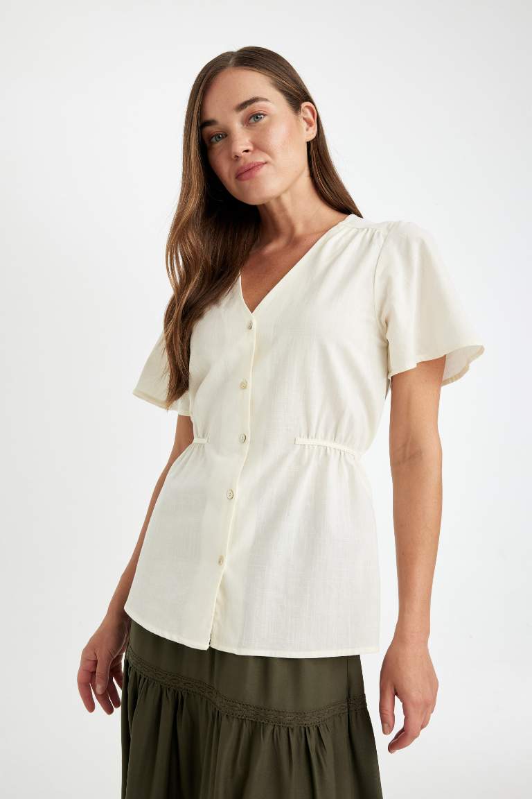 Regular Fit V Neck Short Sleeve Shirt