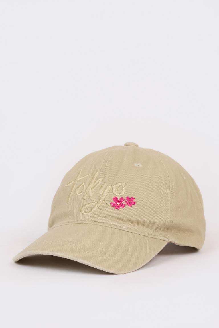 Girl Embroidered Cotton Cap