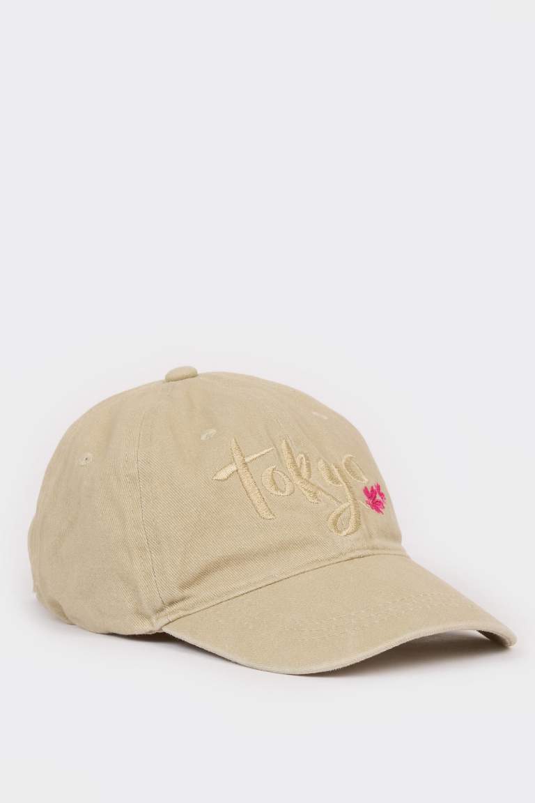 Girl Embroidered Cotton Cap