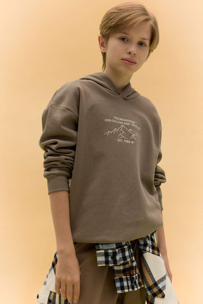 Boy Oversize Fit Printed Hooded Sweatshirt