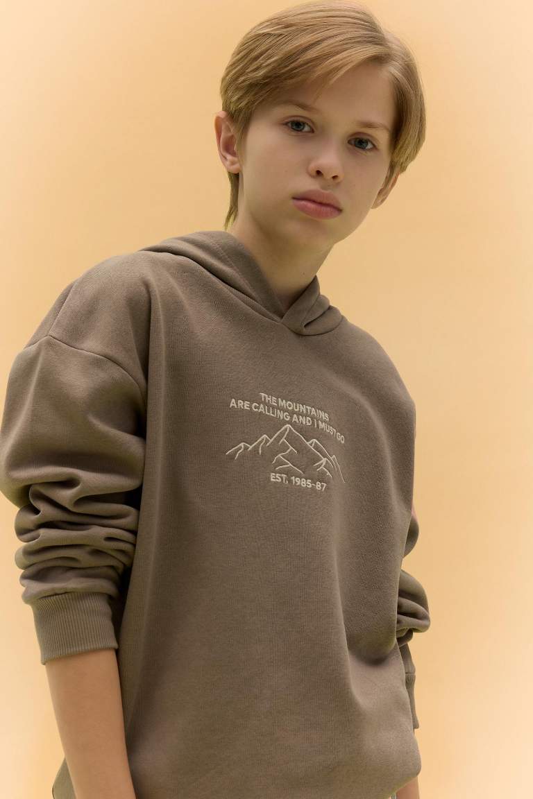 Boy Oversize Fit Printed Hooded Sweatshirt