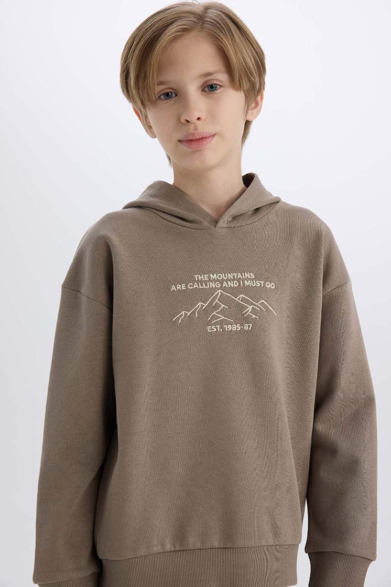 Boy Oversize Fit Printed Hooded Sweatshirt