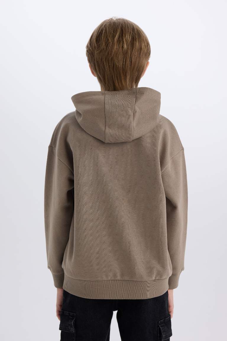 Boy Oversize Fit Printed Hooded Sweatshirt