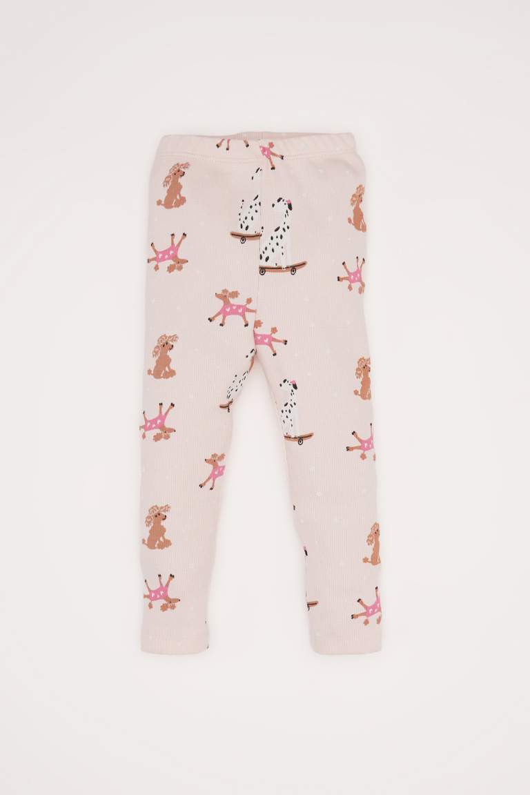 Kız Bebek Pijama Takımı Desenli Uzun Kollu Fitilli Kaşkorse Üst Uzun Alt