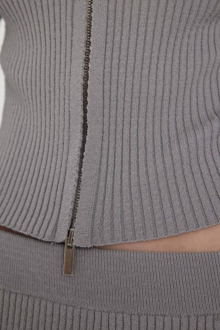 Cardigan à épaules découvertes zippé Coupe Slim