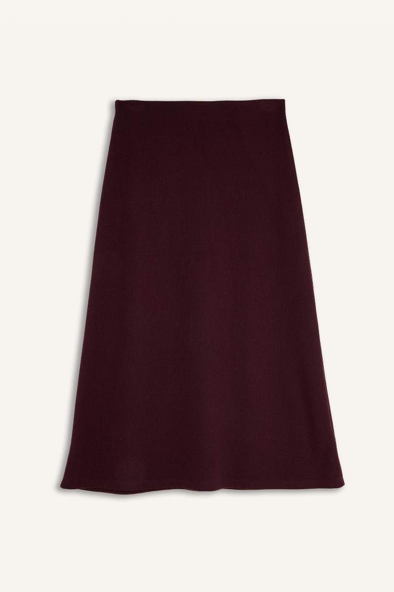 A Cut Normal Waist Maxi Knitted Skirt