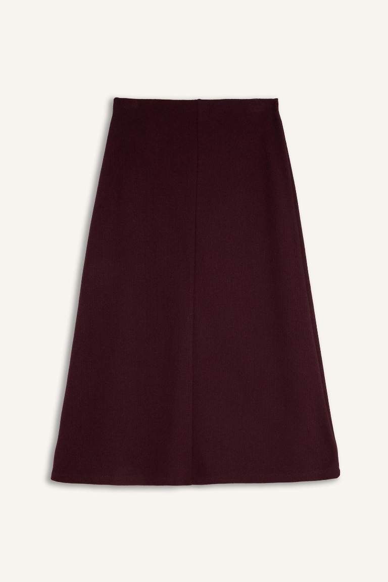 A Cut Normal Waist Maxi Knitted Skirt