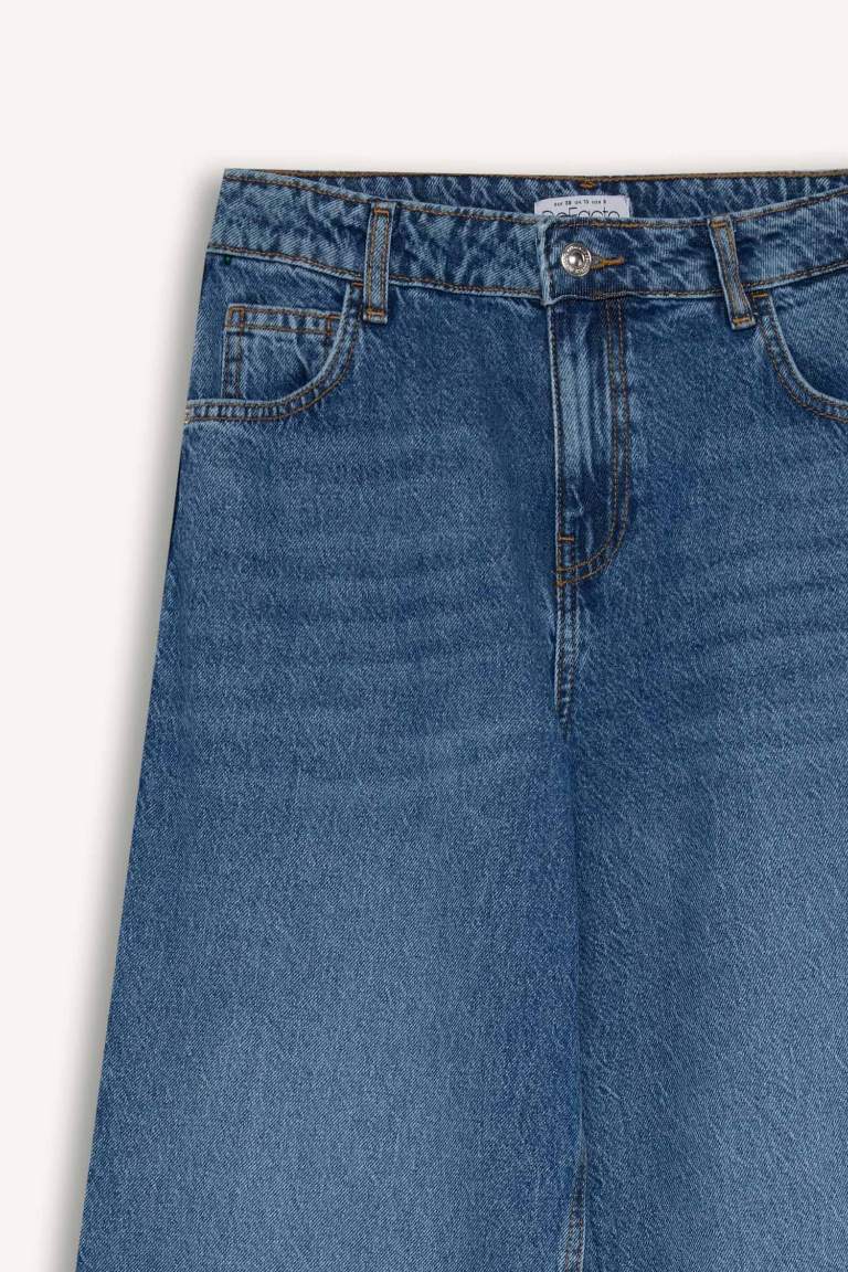 Straight Wide Leg High Waist Washed Jeans