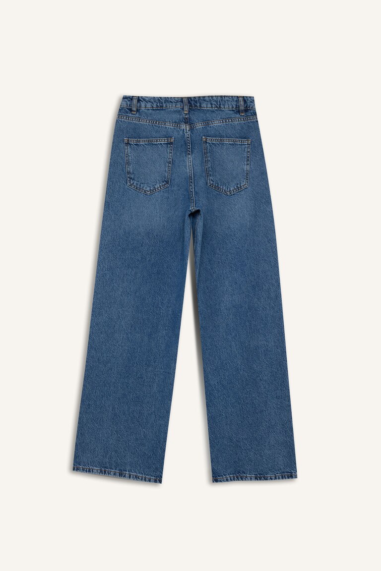 Jeans Femme Taille Haute Slim Délavé Bleu | Style Rétro Élégant | Coupe Droite Confortable