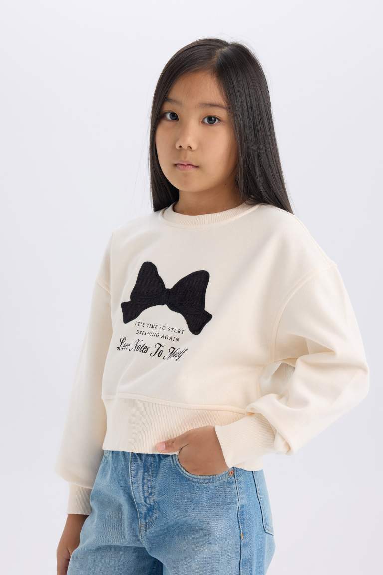 Girl Christmas Themed Relax Fit Printed Soft Furry Inside Sweatshirt