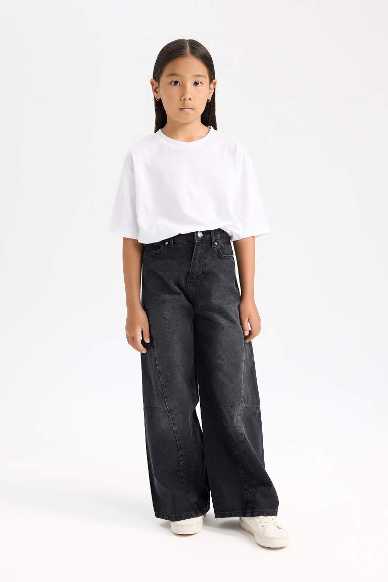 Pantalon Jean Baggy à jambes larges pour Fille