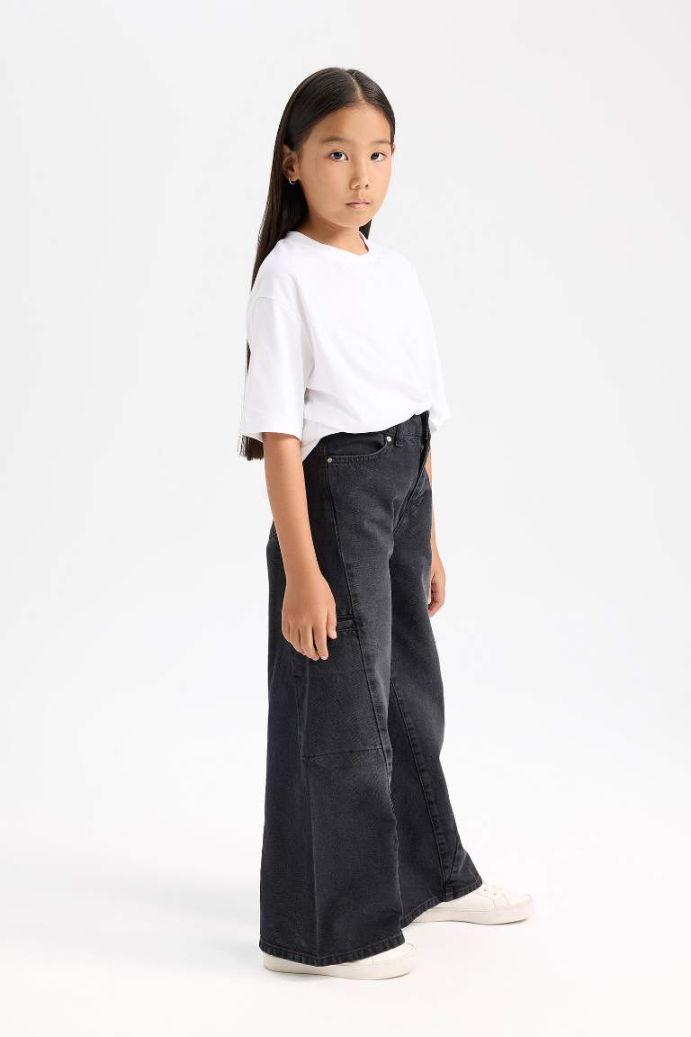 Pantalon Jean Baggy à jambes larges pour Fille